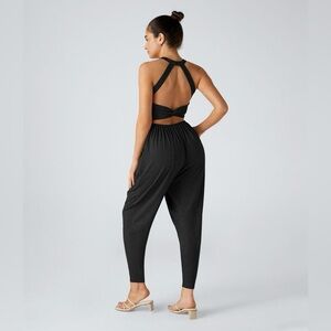 HALARA Black Open-Back Jumpsuit